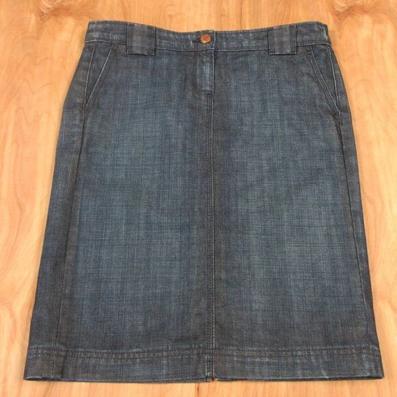 J. CREW Midnight Blue Denim Jean Skirt Womens Sz 4 Made in USA Dark Wash Cotton - Picture 1 of 13